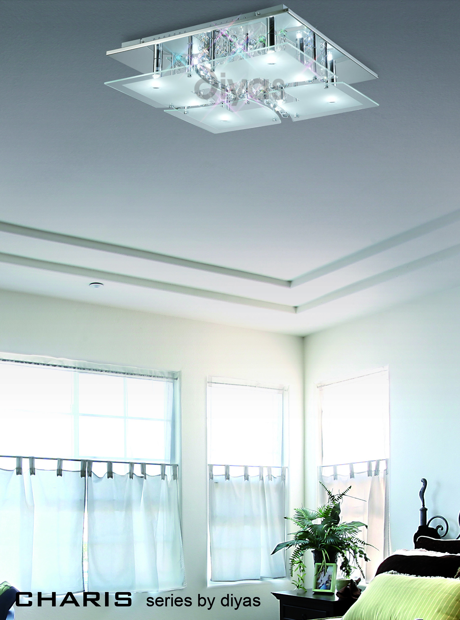 Chisora Crystal Ceiling Lights Diyas Flush Crystal Fittings Chisora Crystal Ceiling Lights Diyas Flush Crystal Fittings